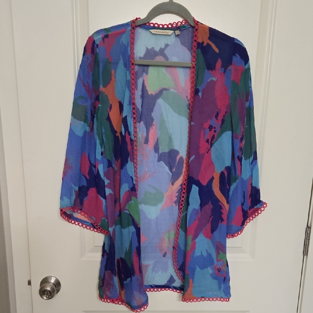 Soft Surroundings Multicolor Abstract Kimono